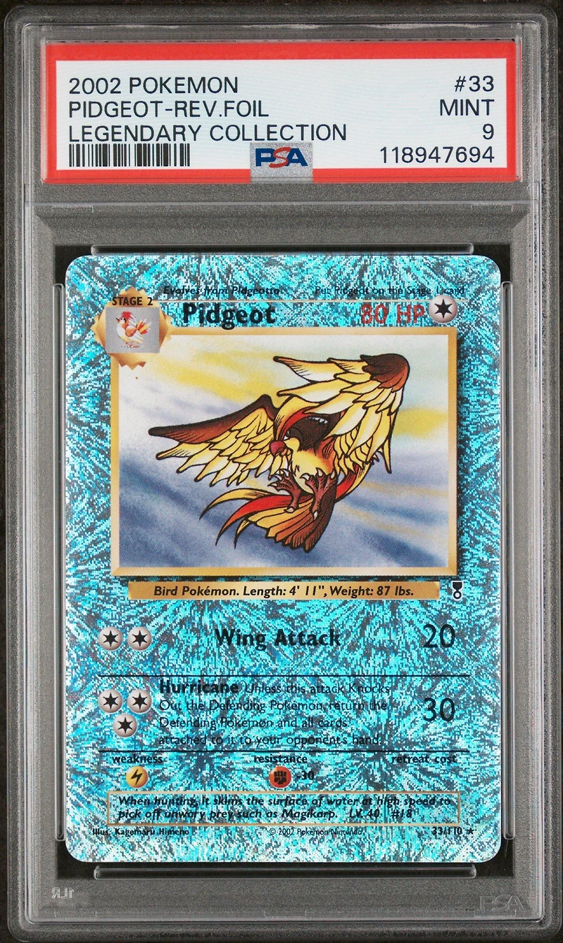 2002 Pokemon Legendary Collection 33 Pidgeot-reverse Foil PSA 9