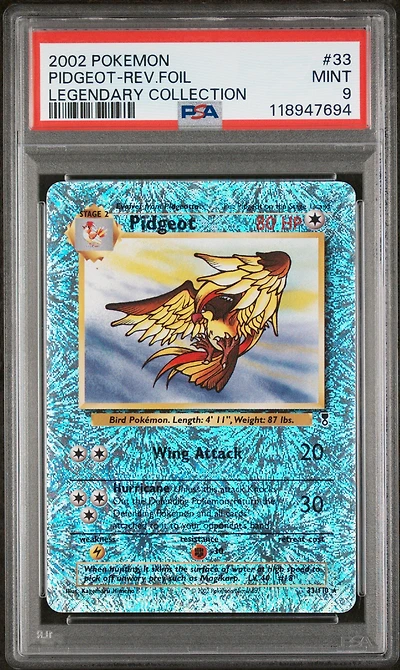 2002 Pokemon Legendary Collection 33 Pidgeot-reverse Foil PSA 9