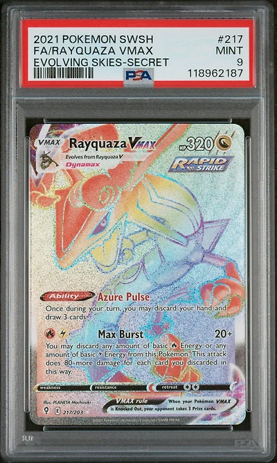 2021 Pokemon Sword & Shield Evolving Skies Full Art/rayquaza Vmax Secret PSA