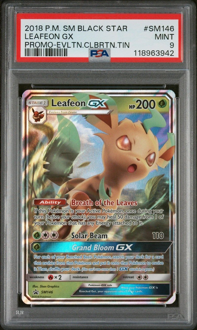 2018 Pokemon Sm Black Star Promo Sm146 Leafeon Gx Evolution Celebration Tin PSA