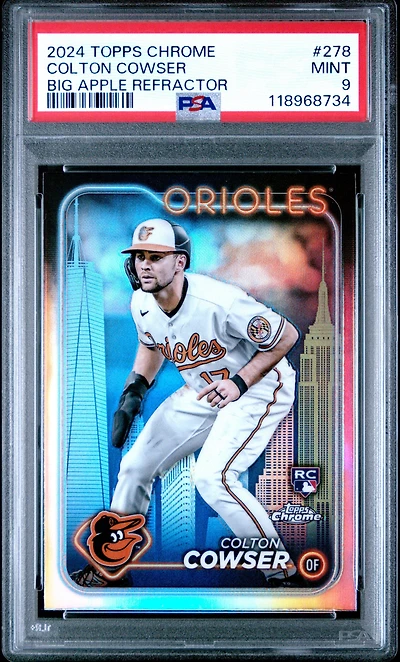 2024 Topps Chrome 278 Colton Cowser Big Apple Refractor PSA 9