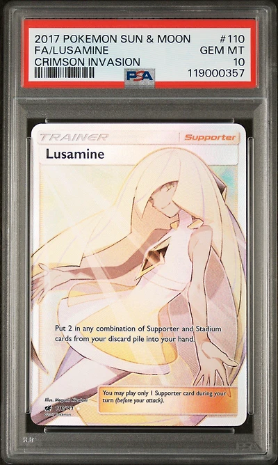 2017 Pokemon Sun & Moon Crimson Invasion 110 Full Art/lusamine PSA