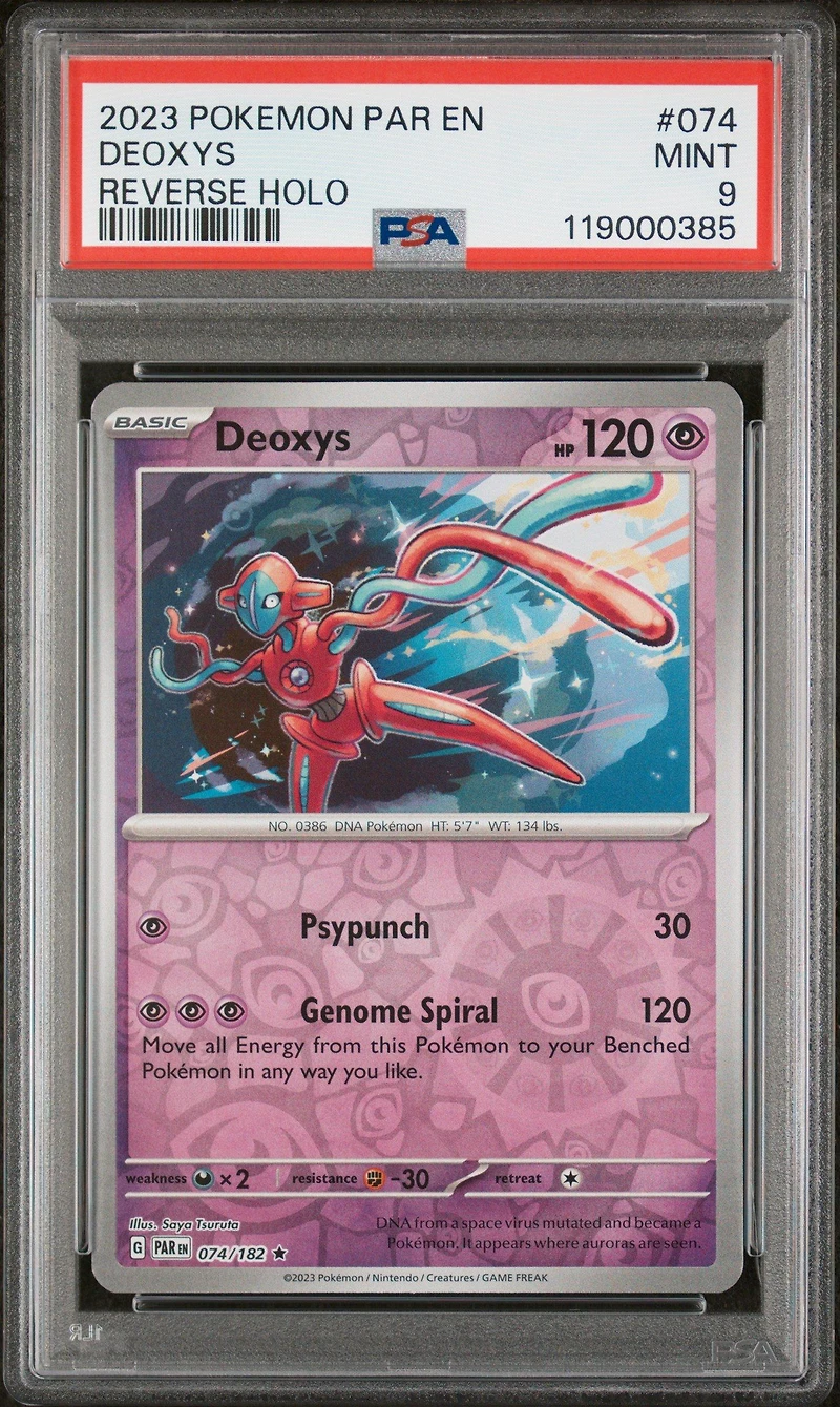 2023 Pokemon Par En-paradox Rift 074 Deoxys Reverse Holo PSA 9