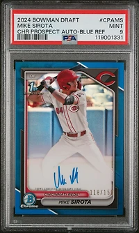 2024 Bowman Draft Chrome Prospect Autographs Cpams Mike Sirota Blue Refractor PSA 9