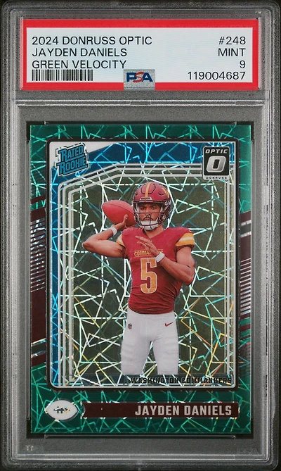 2024 Panini Donruss Optic 248 Jayden Daniels Green Velocity PSA