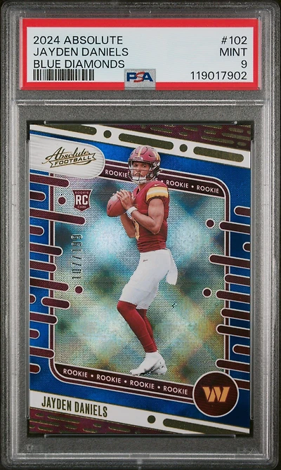 2024 Panini Absolute 102 Jayden Daniels Blue Diamonds PSA 9