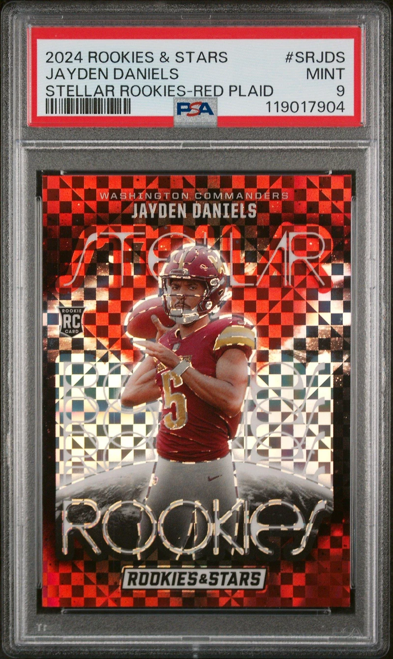 2024 Panini Rookies & Stars Stellar Rookies Srjds Jayden Daniels Red Plaid PSA 9