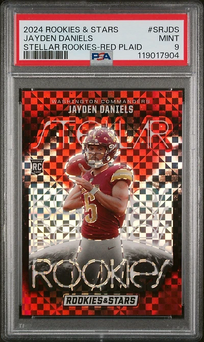 2024 Panini Rookies & Stars Stellar Rookies Srjds Jayden Daniels Red Plaid PSA 9