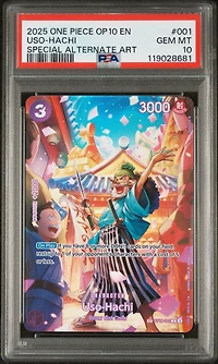 2025 One Piece Op10-royal Blood 001 Uso-hachi Special Alternate Art PSA 10