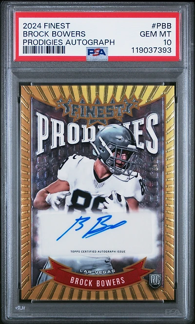 2024 Topps Finest Prodigies Autographs Pbb Brock Bowers PSA 10