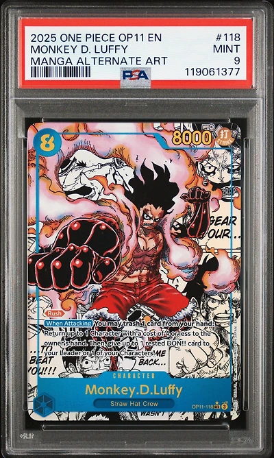 2025 One Piece Op11-a Fist Of Divine Speed 118 Monkey D. Luffy Manga Alternate Art PSA