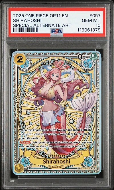 2025 One Piece Op11-a Fist Of Divine Speed 057 Shirahoshi Special Alternate Art PSA 10