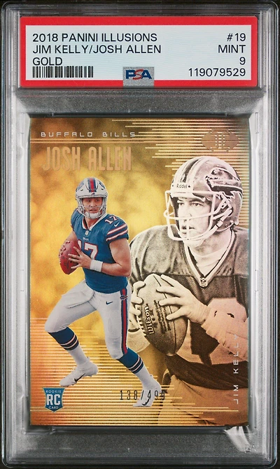 2018 Panini Illusions 19 Jim Kelly/josh Allen Gold PSA 9