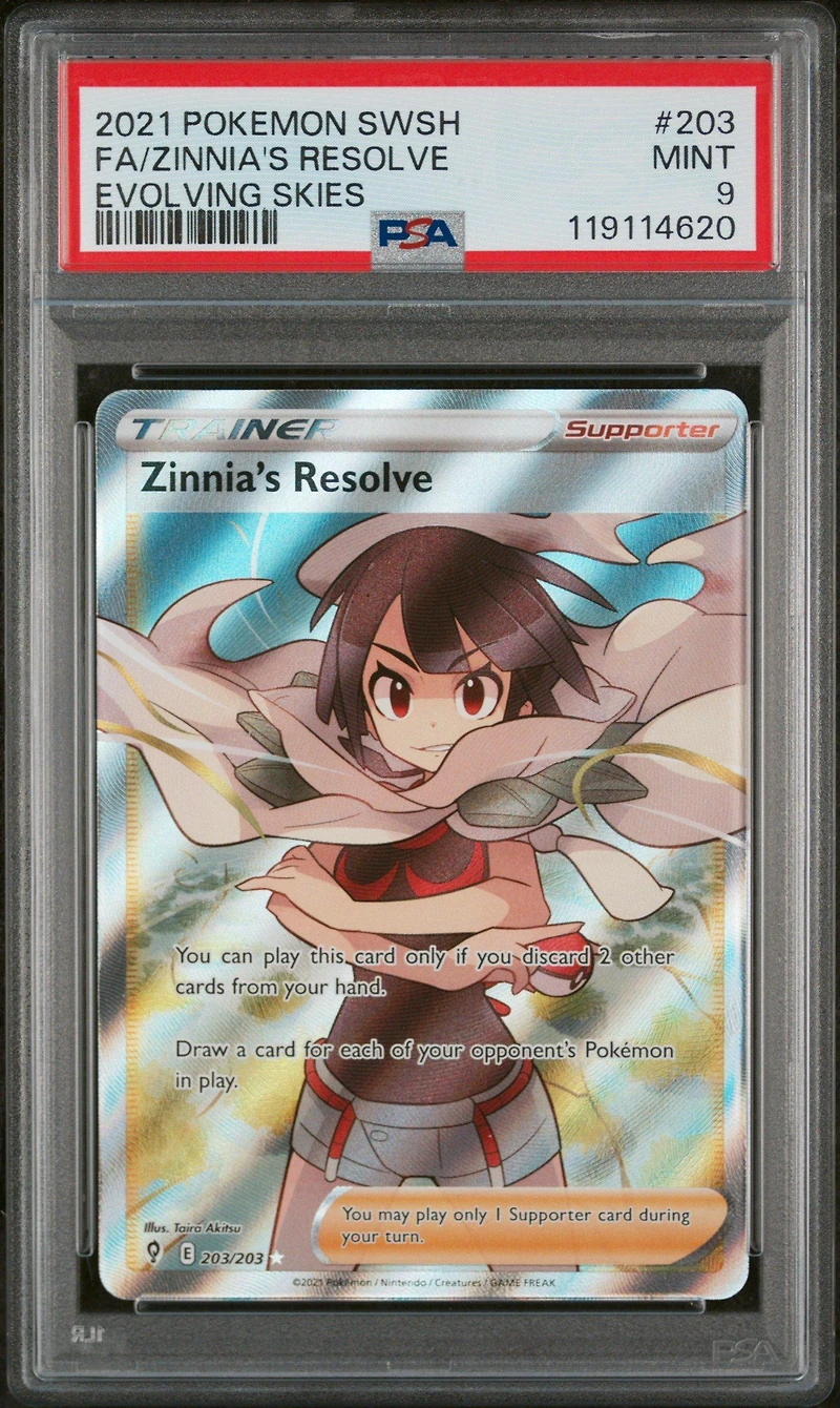 2021 Pokemon Sword & Shield Evolving Skies 203 Full Art/zinnia's Resolve PSA