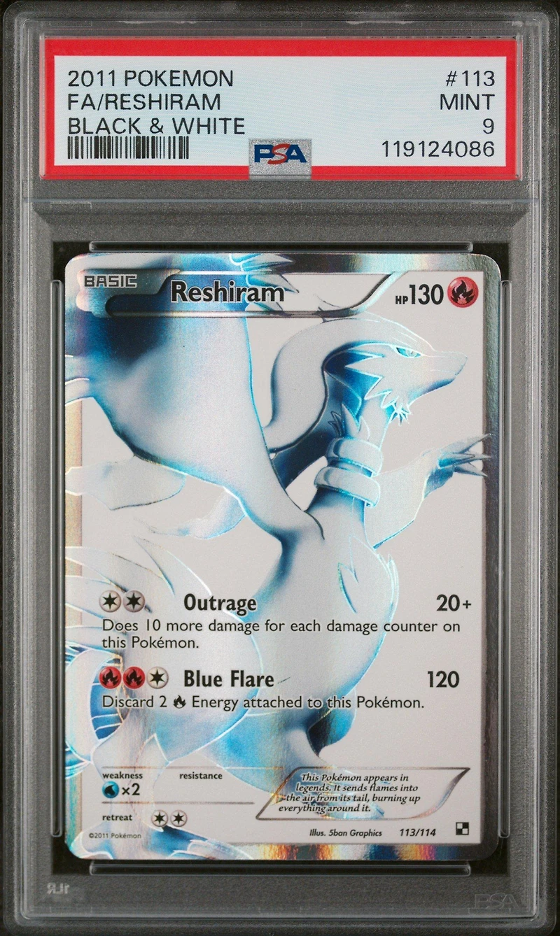 2011 Pokemon Black & White 113 Full Art/reshiram PSA 9