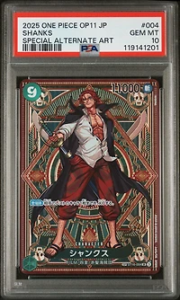 2025 One Piece Japanese Op11-a Fist Of Divine Speed 004 Shanks Special Alternate Art PSA 10