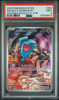 2025 Pokemon Svp En-sv Black Star Promo 203 Team Rocket's Wobbuffet Destined Rivals Pokemon Center Elite Trainer Box PSA