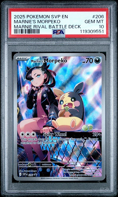 2025 Pokemon Svp En-sv Black Star Promo 206 Marnie's Morpeko Marnie Rival Battle Deck PSA