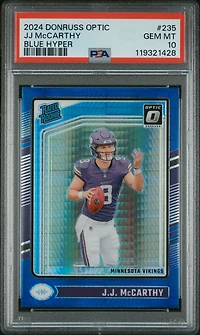2024 Panini Donruss Optic 235 Jj Mccarthy Blue Hyper PSA 10