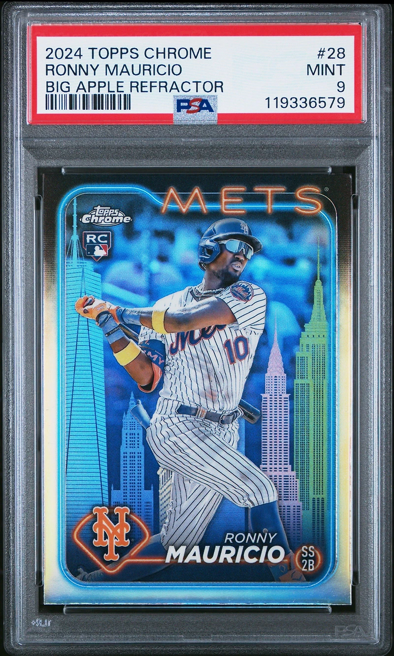 2024 Topps Chrome 28 Ronny Mauricio Big Apple Refractor PSA 9