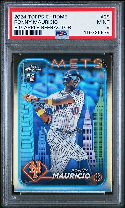 2024 Topps Chrome 28 Ronny Mauricio Big Apple Refractor PSA 9