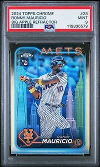 2024 Topps Chrome 28 Ronny Mauricio Big Apple Refractor PSA 9