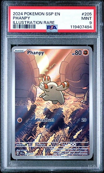 2024 Pokemon Ssp En-surging Sparks 205 Phanpy Illustration Rare PSA