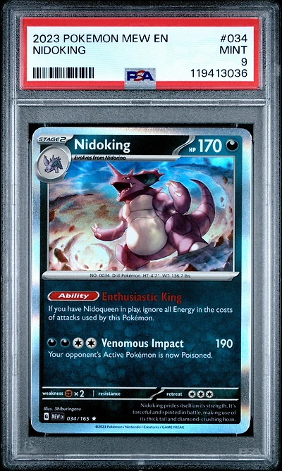 2023 Pokemon Mew En-151 034 Nidoking PSA 9