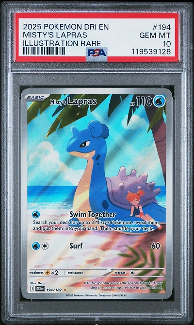 2025 Pokemon Dri En-destined Rivals 194 Misty's Lapras Illustration Rare PSA