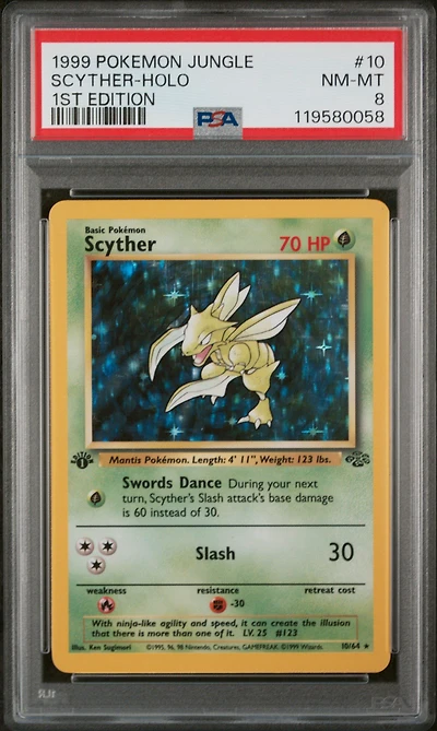 1999 Pokemon Jungle 10 Scyther-holo 1st Edition PSA