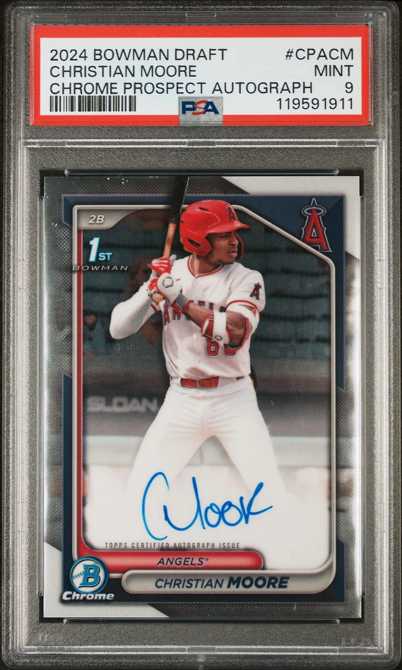 2024 Bowman Draft Chrome Prospect Autographs Cpacm Christian Moore PSA 9