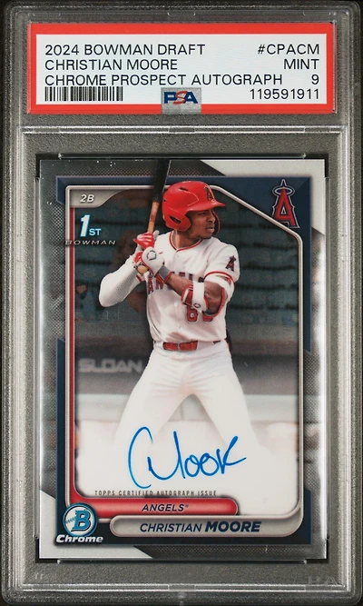 2024 Bowman Draft Chrome Prospect Autographs Cpacm Christian Moore PSA 9