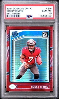 2024 Panini Donruss Optic 216 Bucky Irving Red Hyper PSA 10