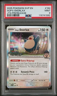 2025 Pokemon Svp En-sv Black Star Promo 184 Hop's Snorlax Journey Together Prerelease PSA 9