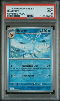 2025 Pokemon Pre En-prismatic Evolutions 025 Glaceon Reverse Holo PSA 9
