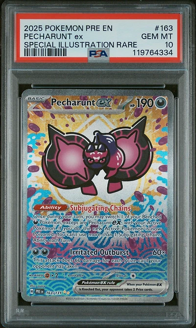 2025 Pokemon Pre En-prismatic Evolutions 163 Pecharunt Ex Special Illustration Rare PSA 10