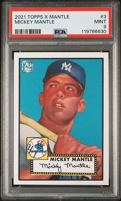 2021 Topps X Mickey Mantle Collection 3 Mickey Mantle PSA 9