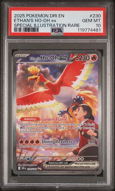 2025 Pokemon Dri En-destined Rivals 230 Ethan's Ho-oh Ex Special Illustration Rare PSA