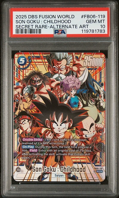 2025 Dragon Ball Super Card Game Fusion World Rivals Clash Fb06-119 Son Goku : Childhood Secret Rare-alternate Art PSA 10