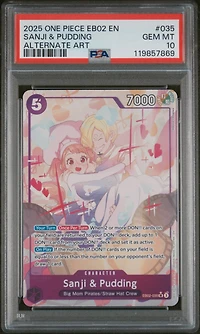 2025 One Piece Eb02-extra Booster -anime 25th Collection- 035 Sanji & Pudding Alternate Art PSA 10