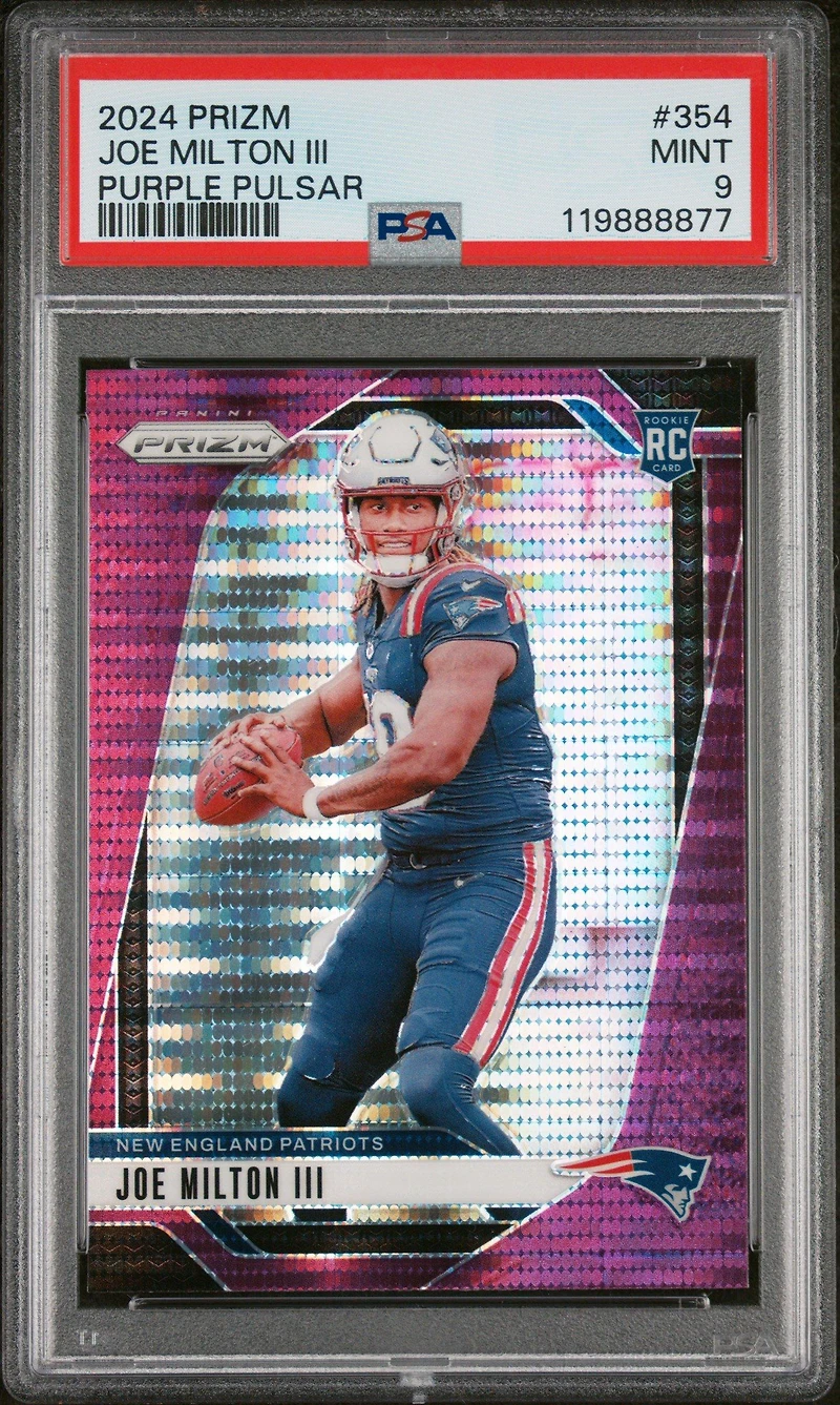 2024 Panini Prizm 354 Joe Milton Iii Purple Pulsar PSA 9