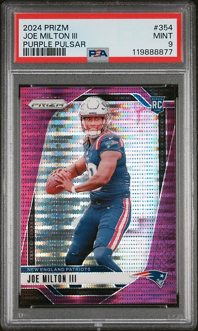 2024 Panini Prizm 354 Joe Milton Iii Purple Pulsar PSA 9