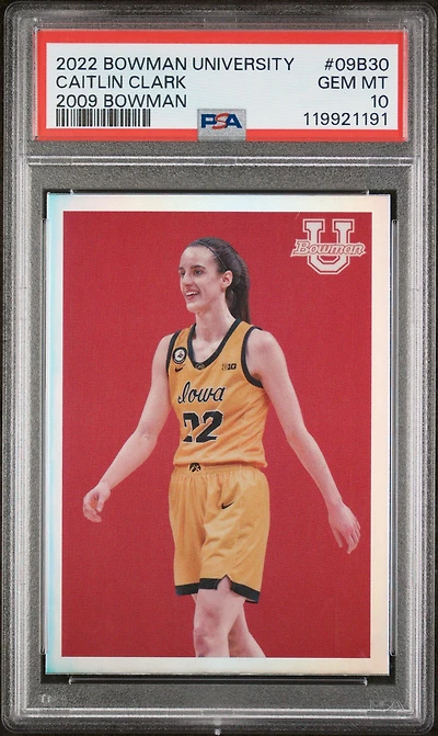 2022 Bowman Chrome University 2009 Bowman 09b30 Caitlin Clark PSA