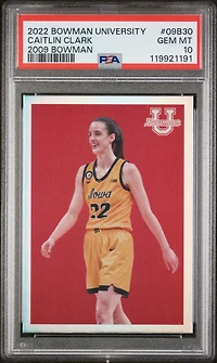 2022 Bowman Chrome University 2009 Bowman 09b30 Caitlin Clark PSA