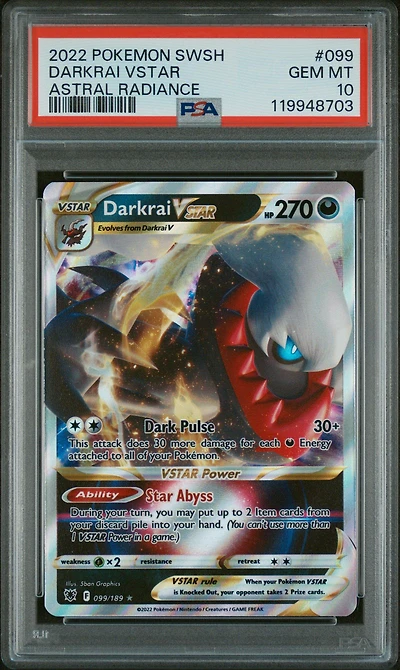 2022 Pokemon Sword & Shield Astral Radiance 099 Darkrai Vstar PSA