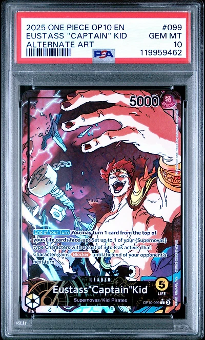 2025 One Piece Op10-royal Blood 099 Eustass "captain" Kid Alternate Art PSA 10