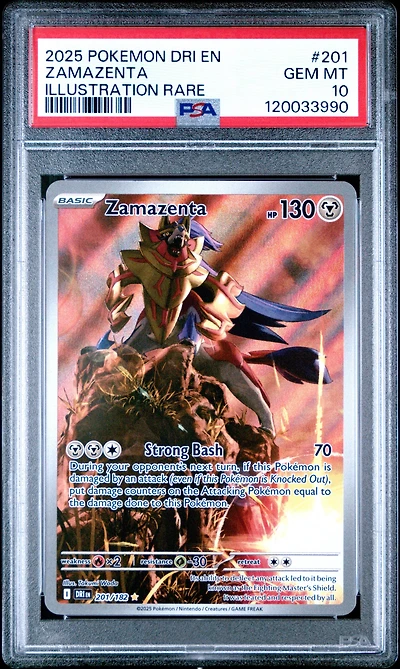 2025 Pokemon Dri En-destined Rivals 201 Zamazenta Illustration Rare PSA