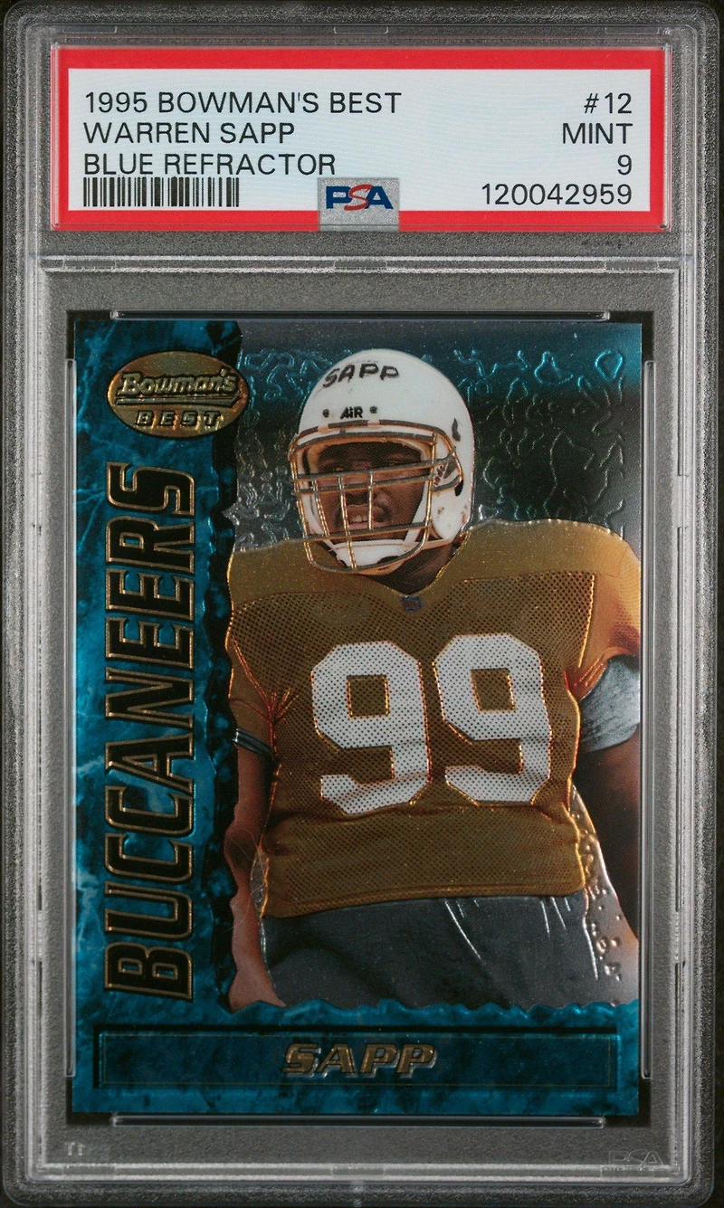 1995 Bowman's Best 12 Warren Sapp Blue Refractor PSA 9