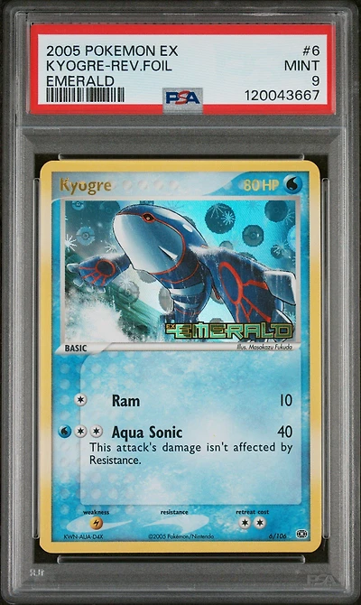 2005 Pokemon Ex Emerald 6 Kyogre-reverse Foil PSA 9