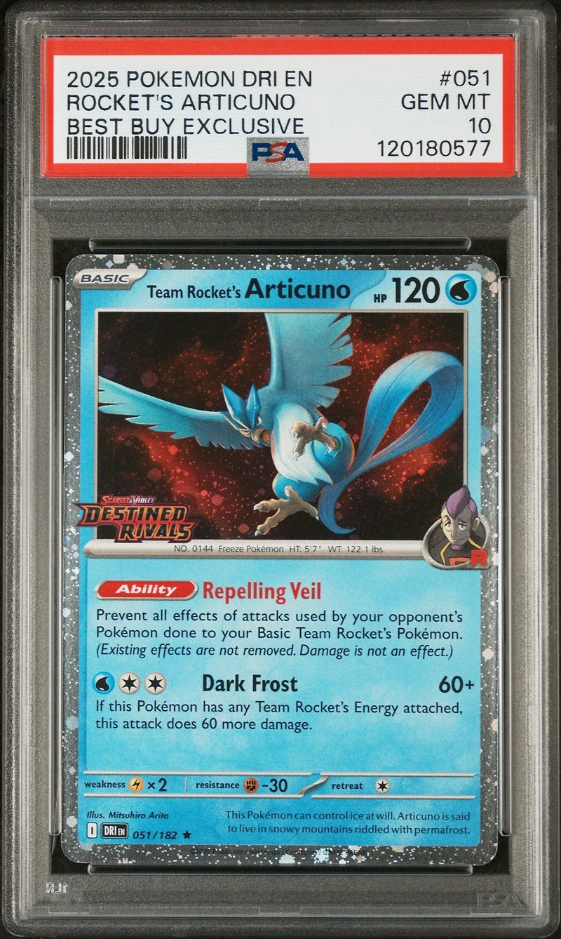 2025 Pokemon Dri En-destined Rivals 051 Team Rocket's Articuno Best Buy Exclusive PSA